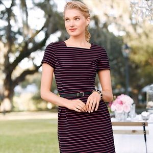 Talbots Pink and Black Striped Dress